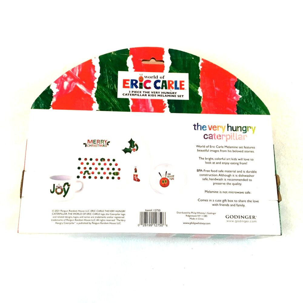 Eric Carle Hungry Caterpillar NWT Christmas Kids Plate Set - Picture 2 of 3